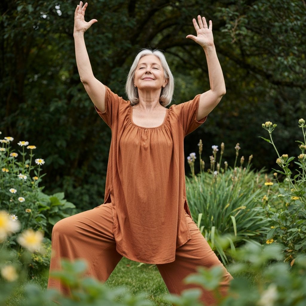 Osoba radi laku fizičku aktivnost, joga ili šetnju na svežem vazduhu